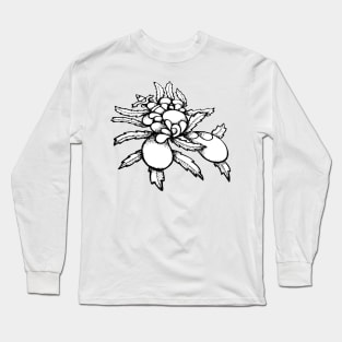 Beautiful Black and White Flower Doodle Art Long Sleeve T-Shirt